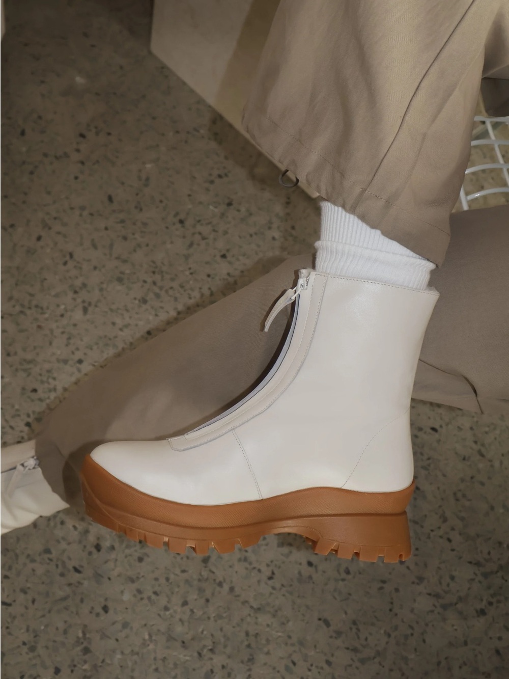 Maguire Estrella Winter Boot Shearling Lined Leather Boot Cream White Size 39